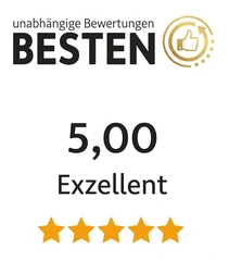 Bewertungssiegel BESTEN: 5,00 von 5, Exzellent, unabhängige Bewertungen für Webdesign Wetzlar