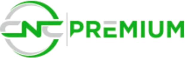 Logo von CNC Premium: Buchstaben CNC in grün-grauem Kreis neben dem grünen Schriftzug PREMIUM