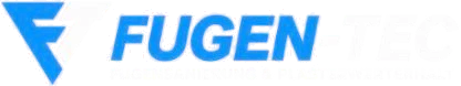 Logo von FUGEN-TEC: kantiges blaues F, kursive Wortmarke FUGEN in Blau und -TEC in Weiß