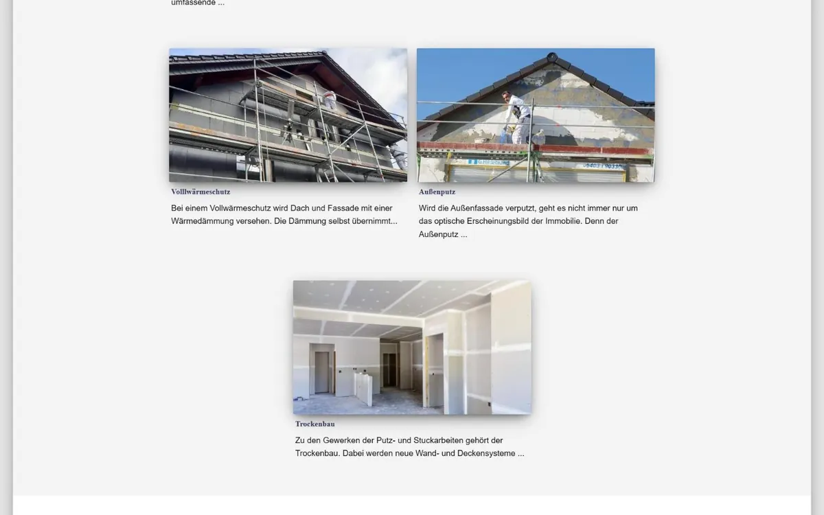 Leistungskacheln von Re-Ba Bau mit Fotos zu Vollwärmeschutz, Außenputz und Trockenbau samt Kurztexten