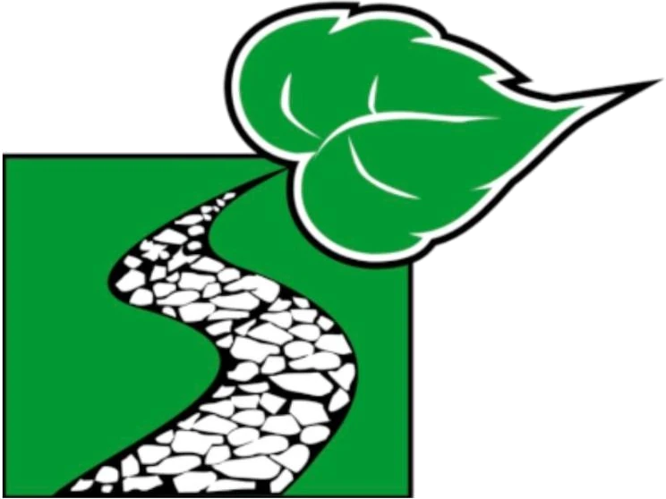 Logo von RS Garten- und Landschaftsbau: grünes Quadrat mit weißem Steinweg in S-Form und grünem Blatt